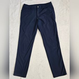 Lululemon Men Solid Classic Navy Blue ABC Classic Warpstreme Pants Hemmed 32x27